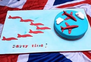 Red Arrows cake, with Red Arrow Plan decoration using our 3d Printed Cookie Cutter